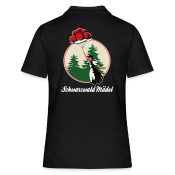 Schwarzwald Mädel,Bollenhut,Tracht Luftballon,FUN - Frauen Polo Shirt - Schwarz - Hinten - Ailine (174cm)