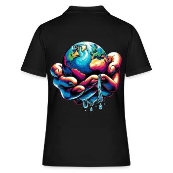 Hand & Earth Design/ Motif: Environmental Protection - Women's Polo Shirt - black - Back - Ailine (174cm)