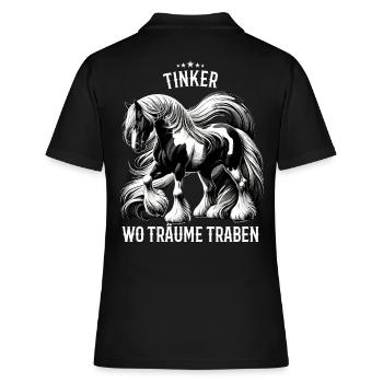Tinker: wo Träume traben - Frauen Polo Shirt - Schwarz - Hinten - Ailine (174cm)