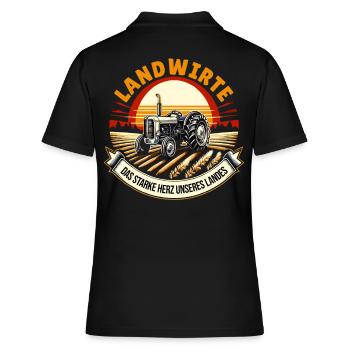Landwirte: Herz unseres Landes - Frauen Polo Shirt - Schwarz - Hinten - Ailine (174cm)