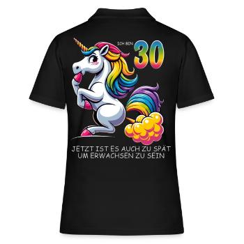 30. Geburtstag Einhorn–Humorvolles Erwachsenwerden - Frauen Polo Shirt - Schwarz - Hinten - Ailine (174cm)