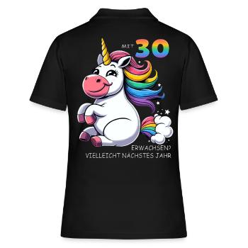 30. Geburtstag Lustiges Einhorn Motiv - Frauen Polo Shirt - Schwarz - Hinten - Ailine (174cm)