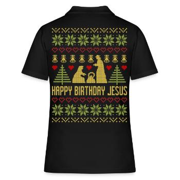 Happy Birthday Jesus Christmas Christian Christian - Women's Polo Shirt - black - Back - Ailine (174cm)