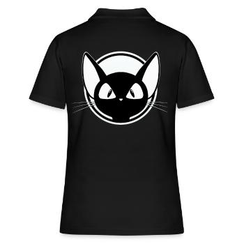 Maus schwarz-weiß Motiv, cooles Design, Sticker - Frauen Polo Shirt - Schwarz - Hinten - Ailine (174cm)