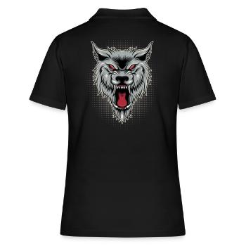 Wolf Kopf, Raubtier Wikinger Motiv Fenrir Geschenk - Frauen Polo Shirt - Schwarz - Hinten - Ailine (174cm)