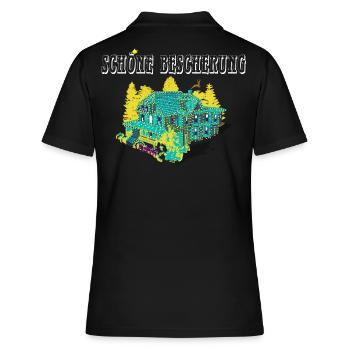 Weihnachten Schöne Bescherung Haus Lichterketten - Frauen Polo Shirt - Schwarz - Hinten - Ailine (174cm)