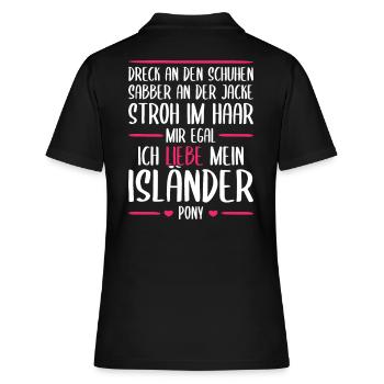 Islandpferd Isländer Pferde Geschenk - Frauen Polo Shirt - Schwarz - Hinten - Ailine (174cm)