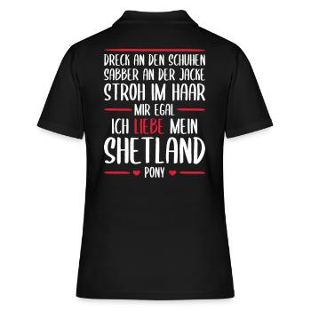 Shetland Pony Shetty Liebe Geschenk - Frauen Polo Shirt - Schwarz - Hinten - Ailine (174cm)