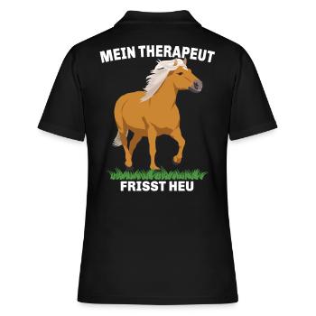 Haflinger Pferd - Mein Therapeut frisst Heu - Frauen Polo Shirt - Schwarz - Hinten - Ailine (174cm)