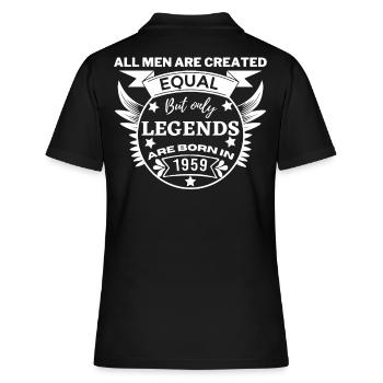 all men are created equal legends are born in 1959 - Polo Femme - noir - Dos - Ailine (174cm)