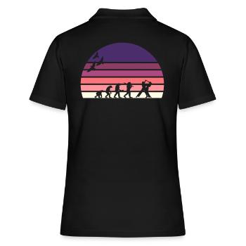 retro vintage sunset evolution DANCE - Women's Polo Shirt - black - Back - Ailine (174cm)