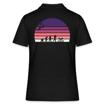 retro vintage sunset évolution NATATION - Polo Femme - noir - Dos - Ailine (174cm)