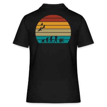 retro vintage sunset evolution PAINTBALL - Frauen Polo Shirt - Schwarz - Hinten - Ailine (174cm)
