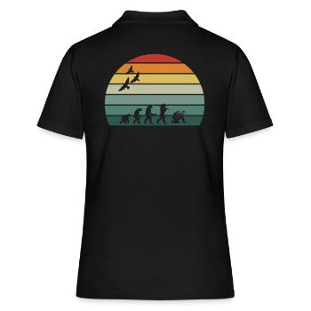 retro vintage sunset evolution PAINTBALL - Frauen Polo Shirt - Schwarz - Hinten - Ailine (174cm)