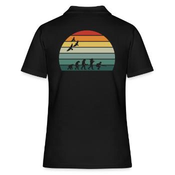 retro vintage sunset évolution PETANQUE - Polo Femme - noir - Dos - Ailine (174cm)
