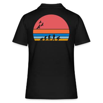 retro vintage sunset evolution PETANQUE - Women's Polo Shirt - black - Back - Ailine (174cm)