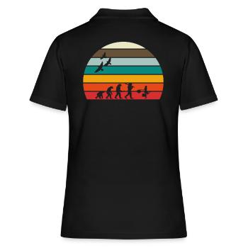 retro vintage sunset évolution shoping - Polo Femme - noir - Dos - Ailine (174cm)