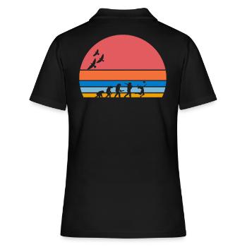 retro vintage sunset évolution VOLLEYBALL - Polo Femme - noir - Dos - Ailine (174cm)
