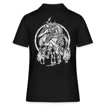 Odin auf Sleipnir - Wikingerkrieger Design - Frauen Polo Shirt - Schwarz - Hinten - Ailine (174cm)