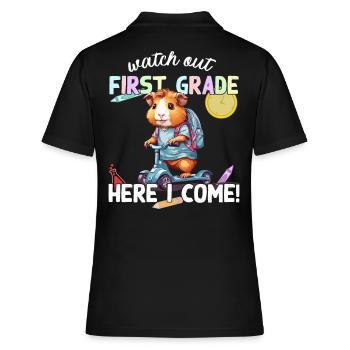 Cochon d’Inde Premier jour d’école Scooter School - Polo Femme - noir - Dos - Ailine (174cm)