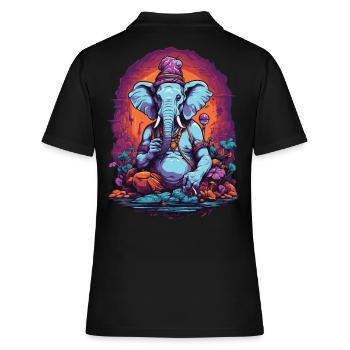 Éléphant psychédélique Art Goa Trance forêt champignons - Polo Femme - noir - Dos - Ailine (174cm)