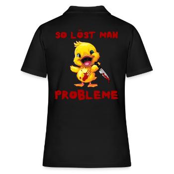So löst man Probleme - Ente mit Messer Halloween - Frauen Polo Shirt - Schwarz - Hinten - Ailine (174cm)