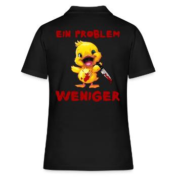 Ein Problem weniger - Ente mit Messer Halloween - Frauen Polo Shirt - Schwarz - Hinten - Ailine (174cm)