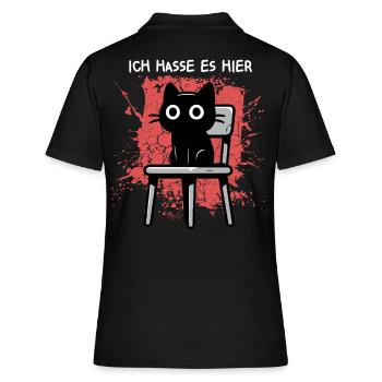 Ich hasse es hier - Süße schwarze Katze Zynisch - Frauen Polo Shirt - Schwarz - Hinten - Ailine (174cm)