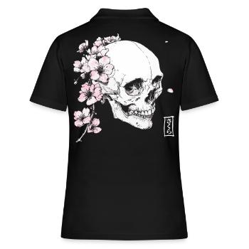Kirschblüten Schädel im Japan-Stil - Frauen Polo Shirt - Schwarz - Hinten - Ailine (174cm)