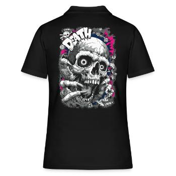 DEATH Totenschädel Comic – Horror Grafik Design - Frauen Polo Shirt - Schwarz - Hinten - Ailine (174cm)