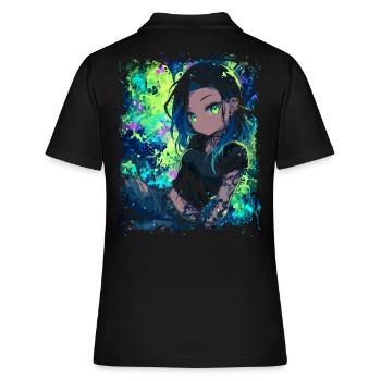 Tattoo Anime Girl – Neon Streetstyle Manga Woman - Polo Femme - noir - Dos - Ailine (174cm)