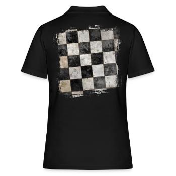 Grunge Checkerboard Black and White Retro - Women's Polo Shirt - black - Back - Ailine (174cm)