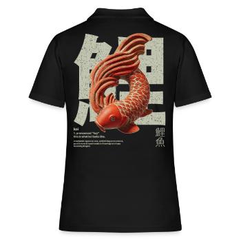 Japanischer Koi Fisch – Glück & Transformation - Frauen Polo Shirt - Schwarz - Hinten - Ailine (174cm)