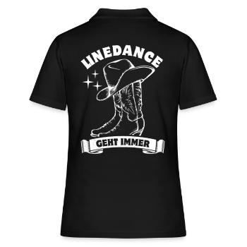 Linedance geht immer - Linedance Fan - Spruch - Frauen Polo Shirt - Schwarz - Hinten - Ailine (174cm)
