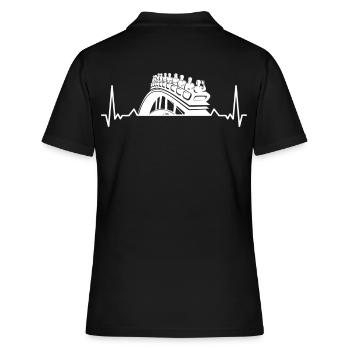 Freizeitpark Jahrmarkt Rummelplatz Kirmes - Frauen Polo Shirt - Schwarz - Hinten - Ailine (174cm)