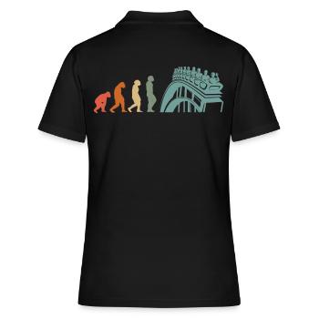 Freizeitpark Jahrmarkt Rummelplatz Kirmes - Frauen Polo Shirt - Schwarz - Hinten - Ailine (174cm)
