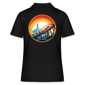 Freizeitpark Jahrmarkt Rummelplatz Kirmes - Frauen Polo Shirt - Schwarz - Hinten - Ailine (174cm)