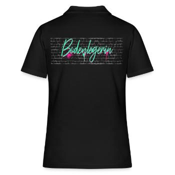 Parkett-Teppich Abschluss-Geschenk Bodenlegerin - Frauen Polo Shirt - Schwarz - Hinten - Ailine (174cm)