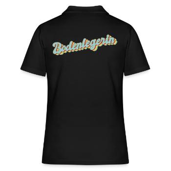 Parkett-Teppich Abschluss-Geschenk Bodenlegerin - Frauen Polo Shirt - Schwarz - Hinten - Ailine (174cm)