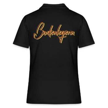 Parkett-Teppich Abschluss-Geschenk Bodenlegerin - Frauen Polo Shirt - Schwarz - Hinten - Ailine (174cm)