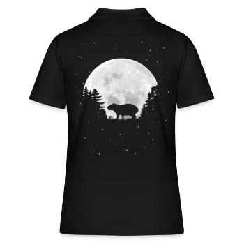 Vollmond - Nacht - Capybara Silhouette - Frauen Polo Shirt - Schwarz - Hinten - Ailine (174cm)