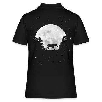 Vollmond - Nacht - Esel Silhouette - Frauen Polo Shirt - Schwarz - Hinten - Ailine (174cm)