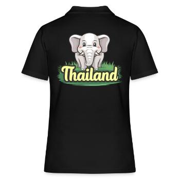 Stolzer Elefant aus Thailand - Frauen Polo Shirt - Schwarz - Hinten - Ailine (174cm)