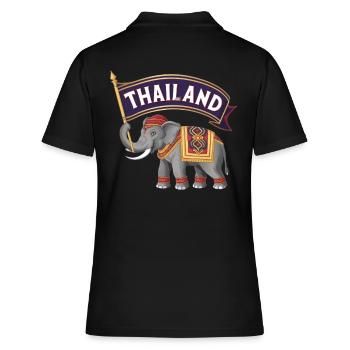 Stolzer Elefant aus Thailand - Frauen Polo Shirt - Schwarz - Hinten - Ailine (174cm)