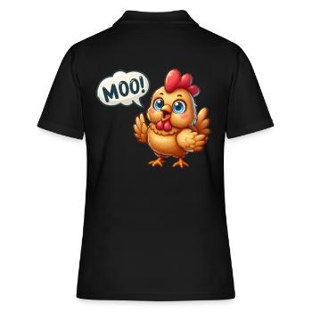 Das Huhn macht Muh - Frauen Polo Shirt - Schwarz - Hinten - Ailine (174cm)