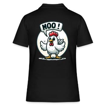 Das Huhn macht Muh - Frauen Polo Shirt - Schwarz - Hinten - Ailine (174cm)