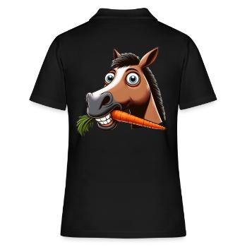 Enjoying horse moment - Women's Polo Shirt - black - Back - Ailine (174cm)