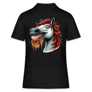 Pasta Lover Horse - Women's Polo Shirt - black - Back - Ailine (174cm)