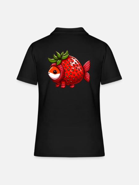 Poisson en costume de fraise - Polo Femme - noir