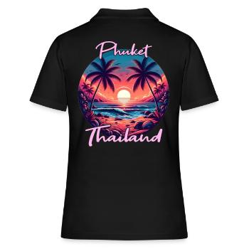 Sonnenuntergang in Phuket - Frauen Polo Shirt - Schwarz - Hinten - Ailine (174cm)
